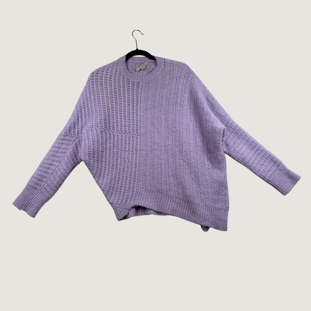 AllSaints Selena Asymmetric Mixed Stitch Sweater Purple Alpaca Wool Women S Cozy